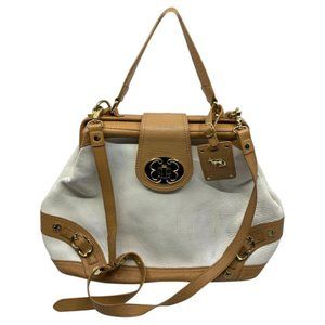 Emma Fox Large White Tan Tote Bag